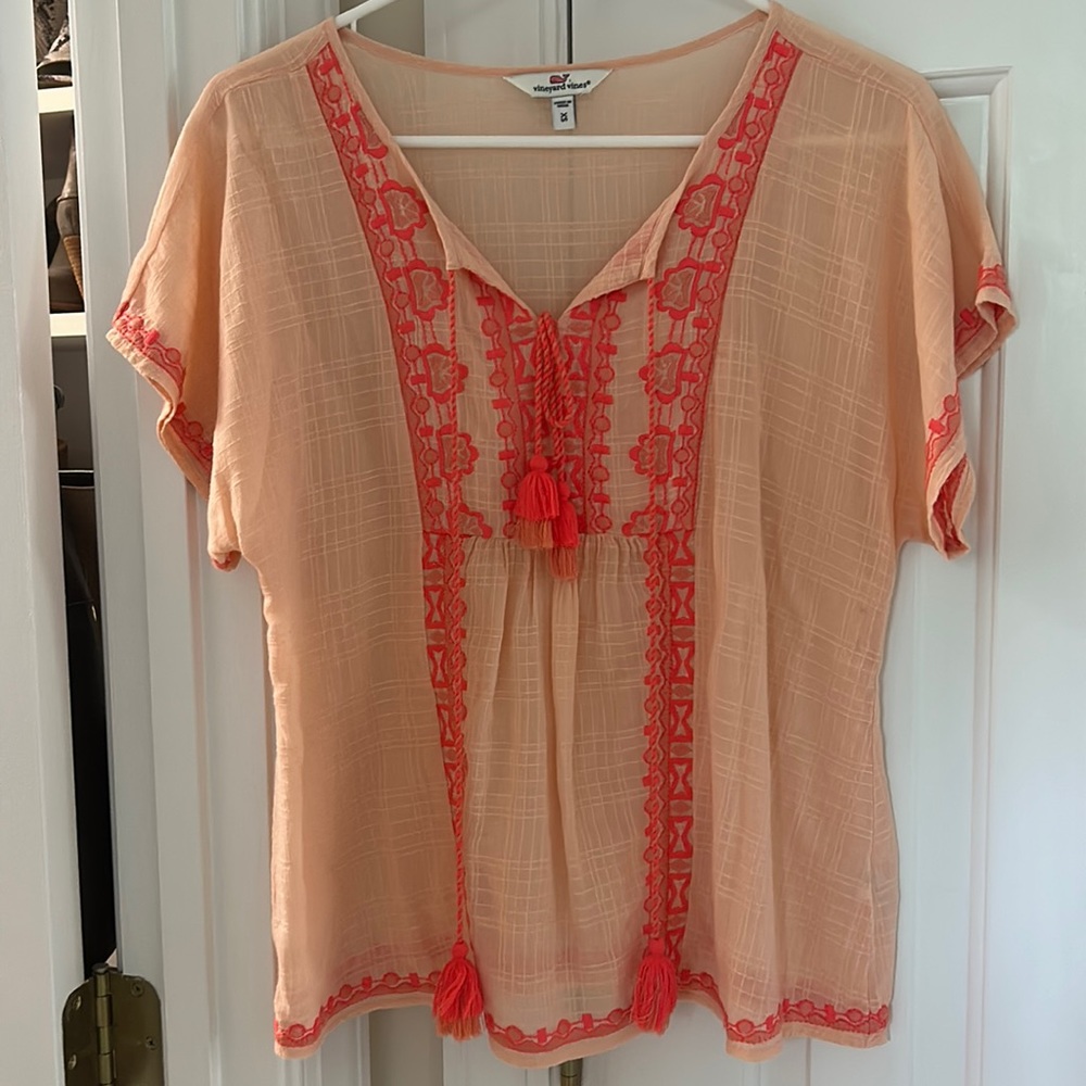 Vineyard Vines gauze boho top